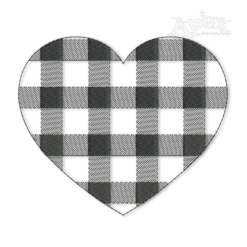Plaid Pattern Heart Embroidery Designs