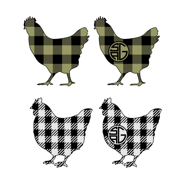 Plaid Pattern Chicken Pack SVG Cuttable Designs