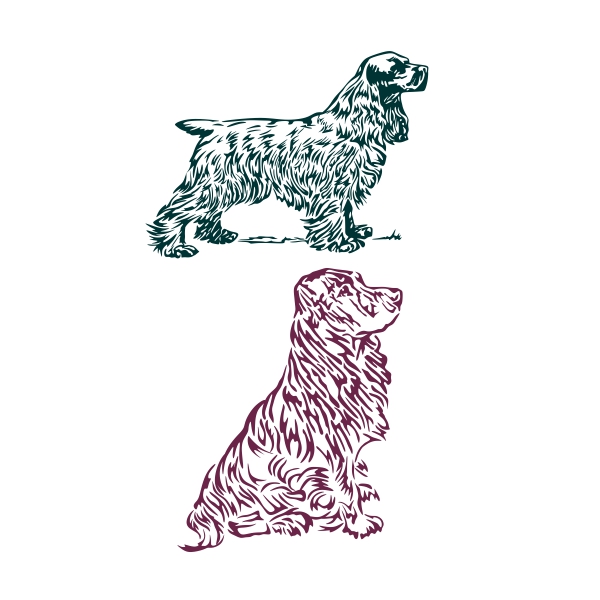 Spaniel Dog or Dogs Line Art SVG Cuttable Designs