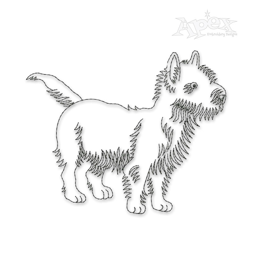 Westie Dog Sketch Embroidery Designs