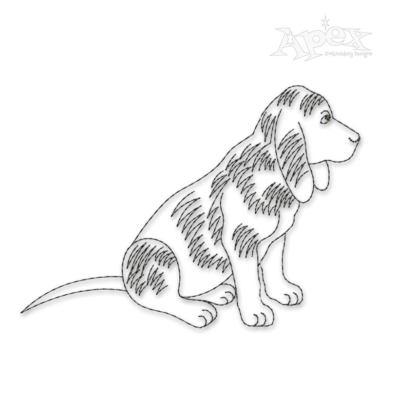 Basset Hound Dog Sketch Embroidery Designs