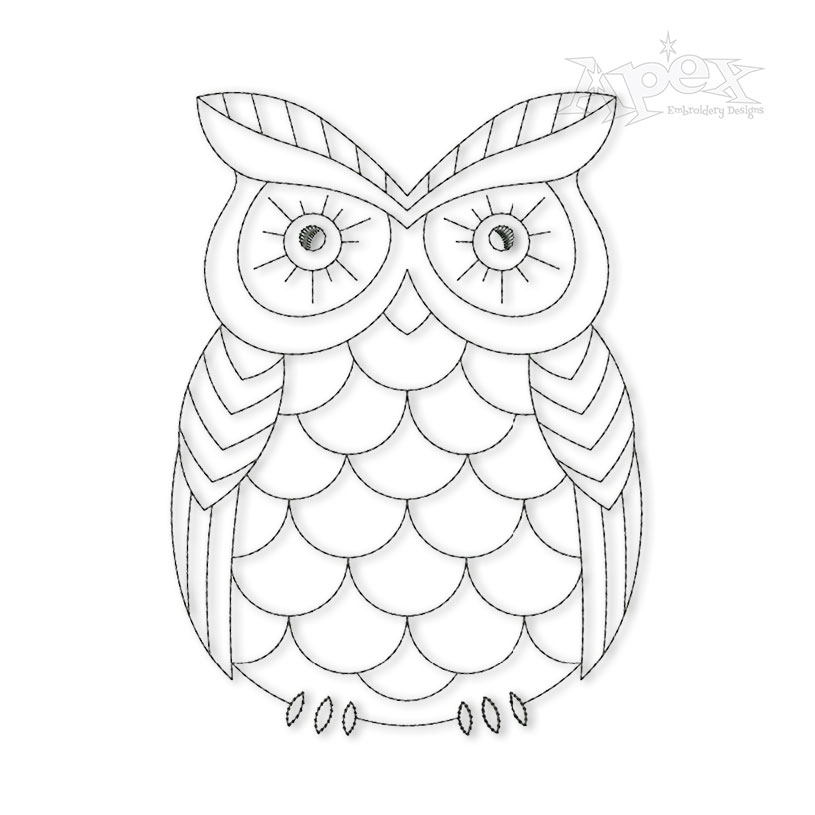 Owl Sketch Embroidery Designs