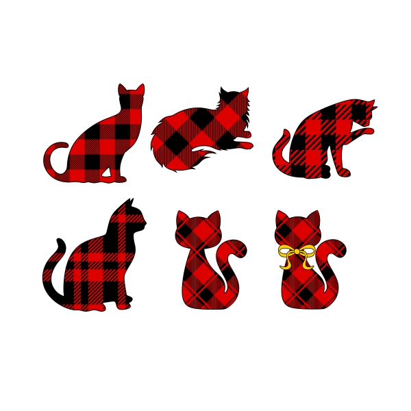 Plaid Pattern Cat SVG Cuttable Designs