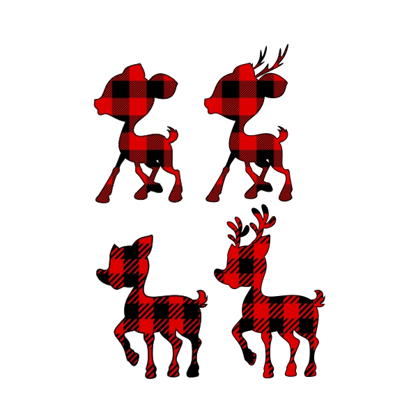 Plaid Pattern Deer Family SVG Cuttable Designs