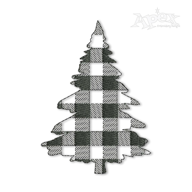 Plaid Pattern Christmas Tree #2 Embroidery Design