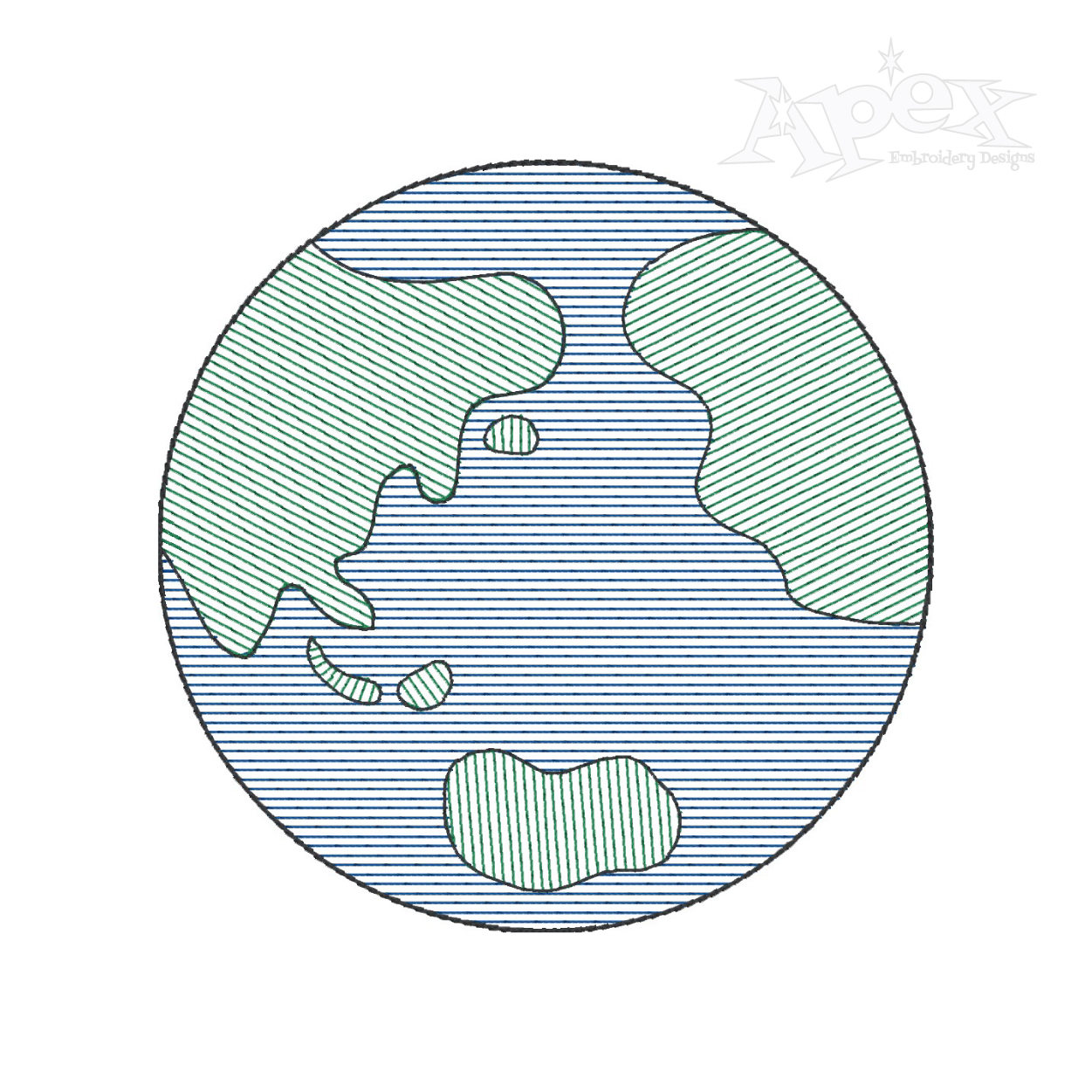 Earth Sketch Embroidery Design