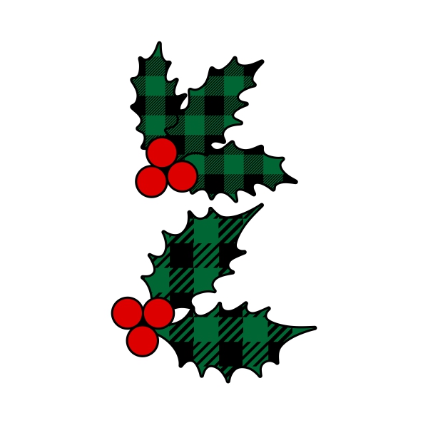 Christmas Plaid Pattern Holly SVG Cuttable Designs