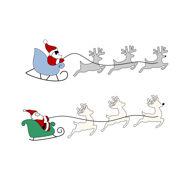 Santa Reindeers Sleigh SVG Cuttable Design