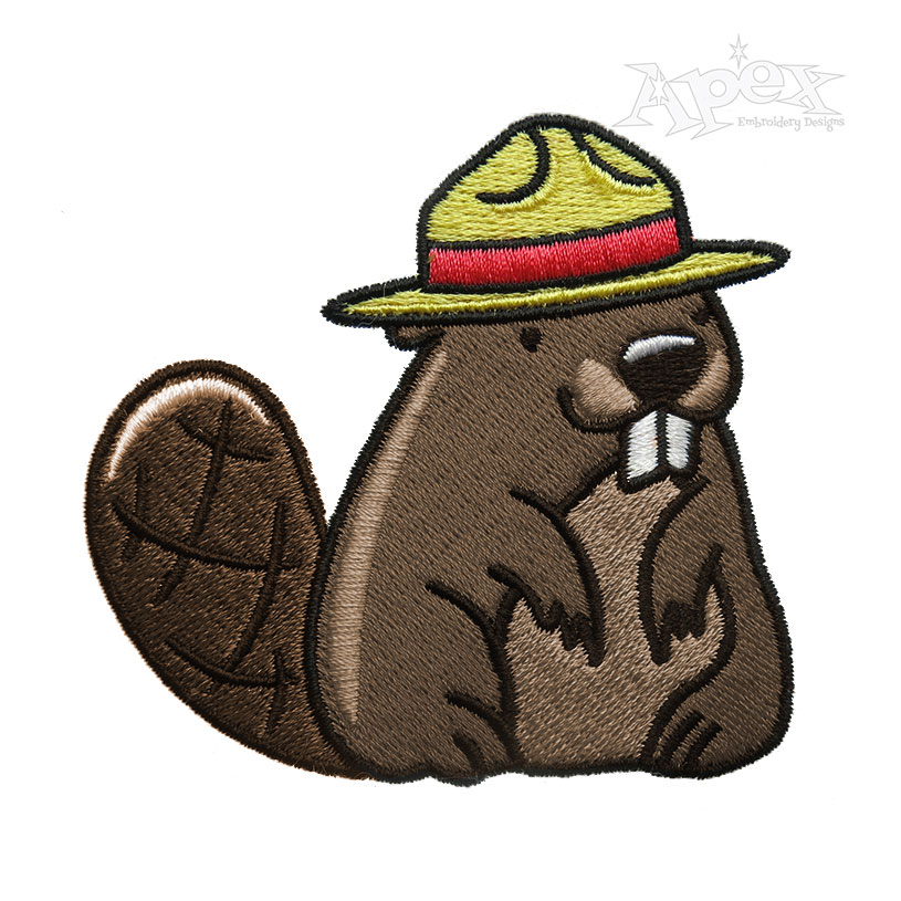 Beaver wearing Hat Embroidery Design