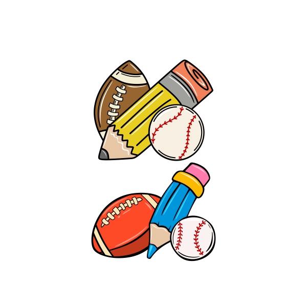 Football Baseball Pencil School SVG Cuttable Designs