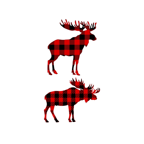 Plaid Moose Silhouette SVG Cuttable Designs