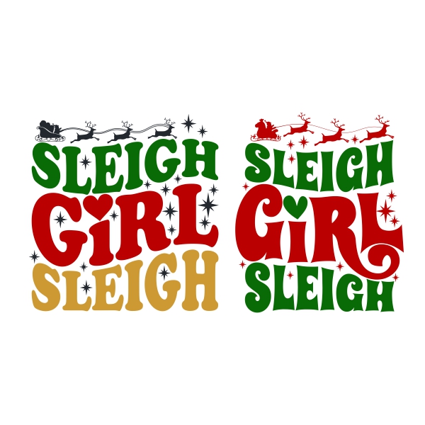 Sleigh Girl Sleigh Christmas SVG Cuttable Designs