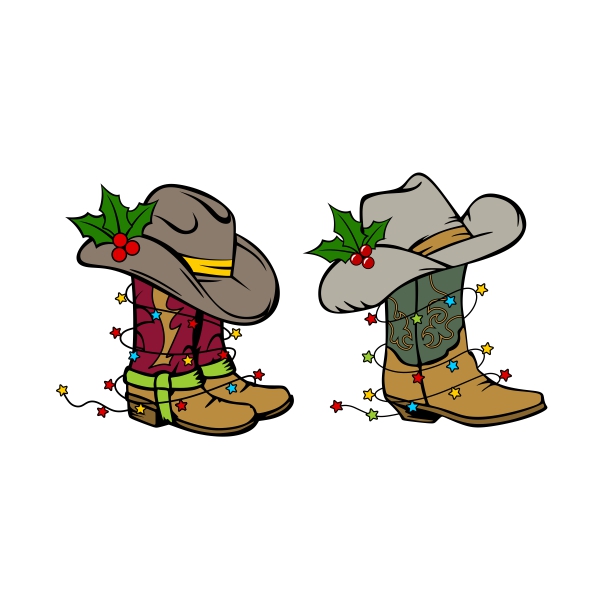 Western Cowboy Christmas Boot SVG Cuttable Designs