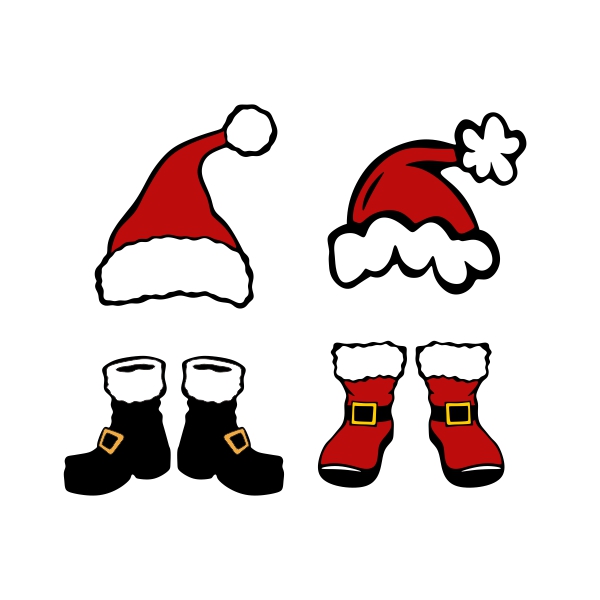 Christmas Santa Boots and Hat Split Frame SVG Cuttable Designs