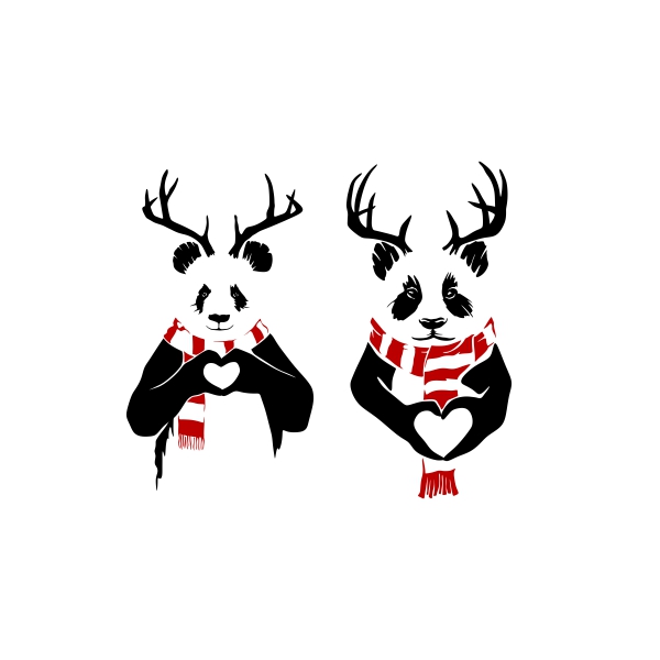 Christmas Panda Heart SVG Cuttable Designs