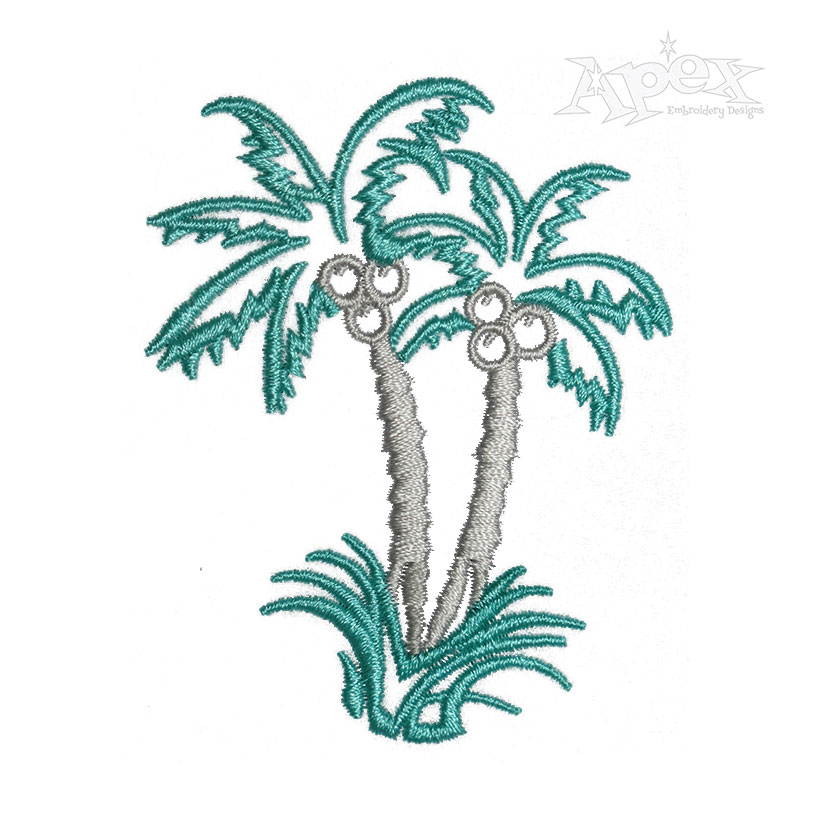 Coconut Palm Trees Embroidery Design