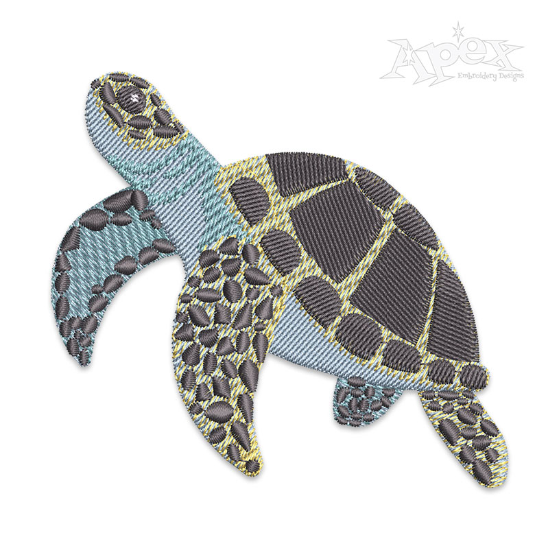 Swimming Sea Turtle Embroidery Design