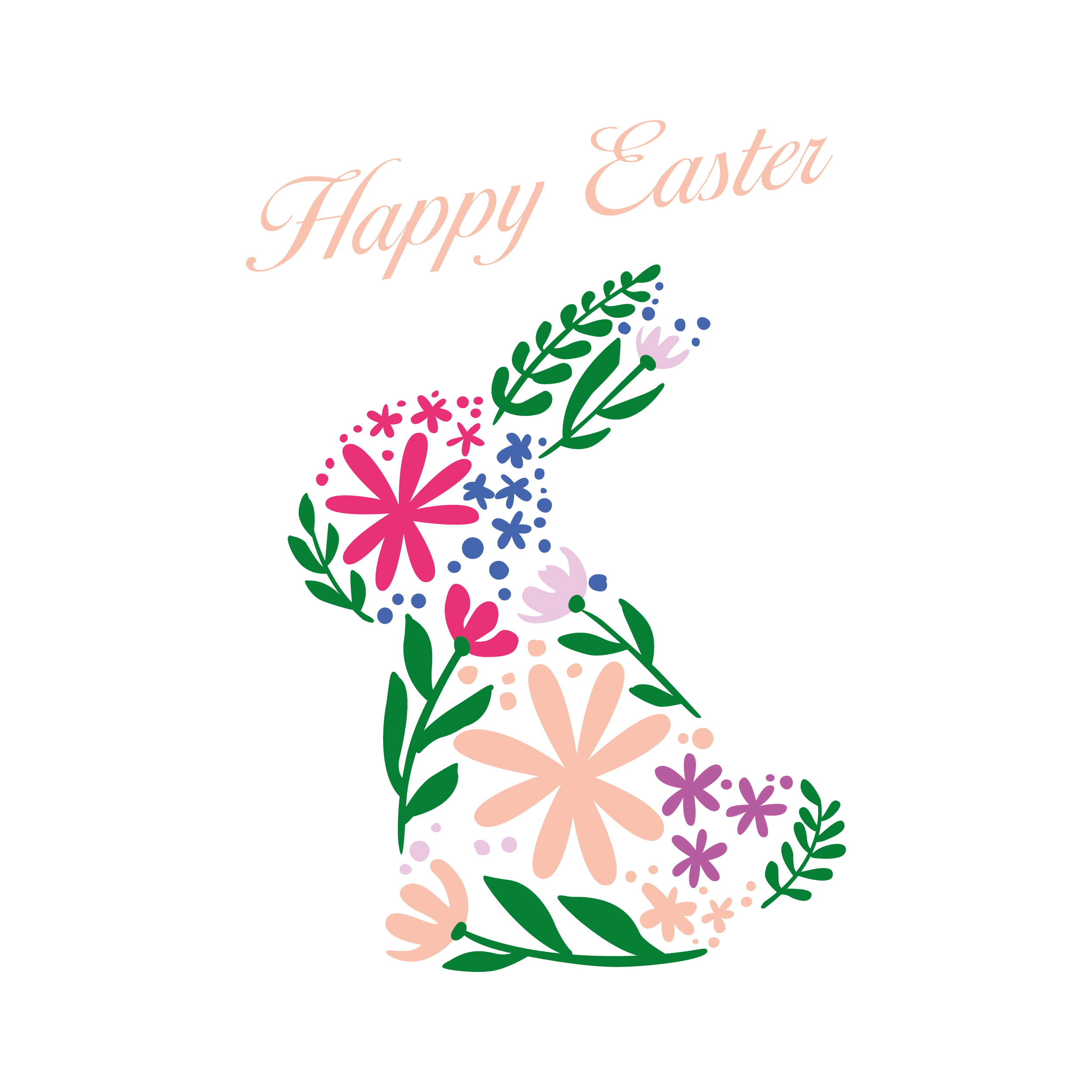 Floral Easter Bunny Rabbit SVG Cuttable Design