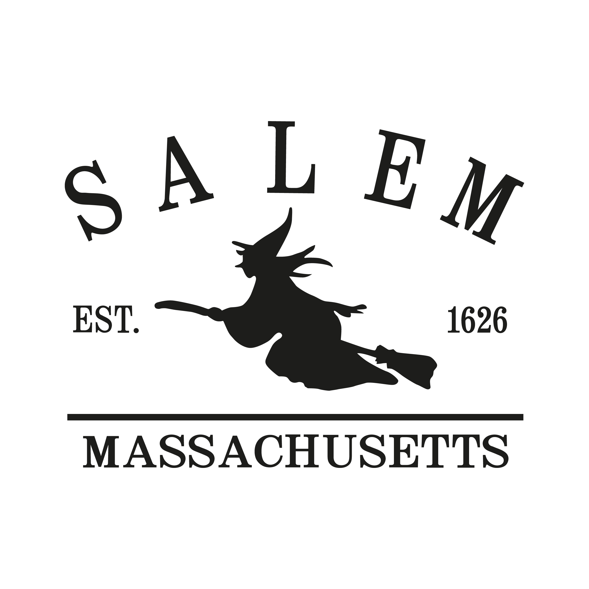 Salem Massachusetts est. 1626 SVG Flying Witch Silhouette