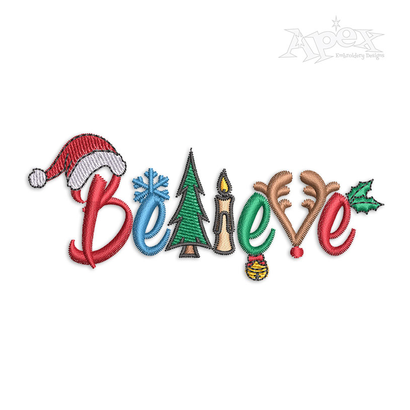 Christmas Believe #7 Machine Embroidery Design