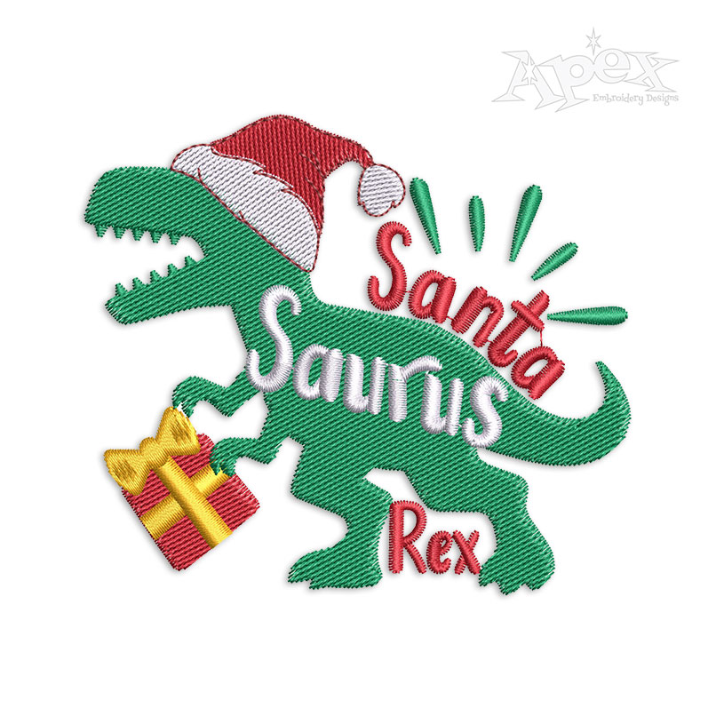 Santa Saurus Rex Machine Embroidery Design - Apex