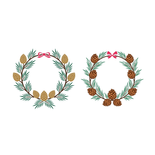 Pine Cone Wreath SVG Vector Cut File for Cricut and Silhouette
