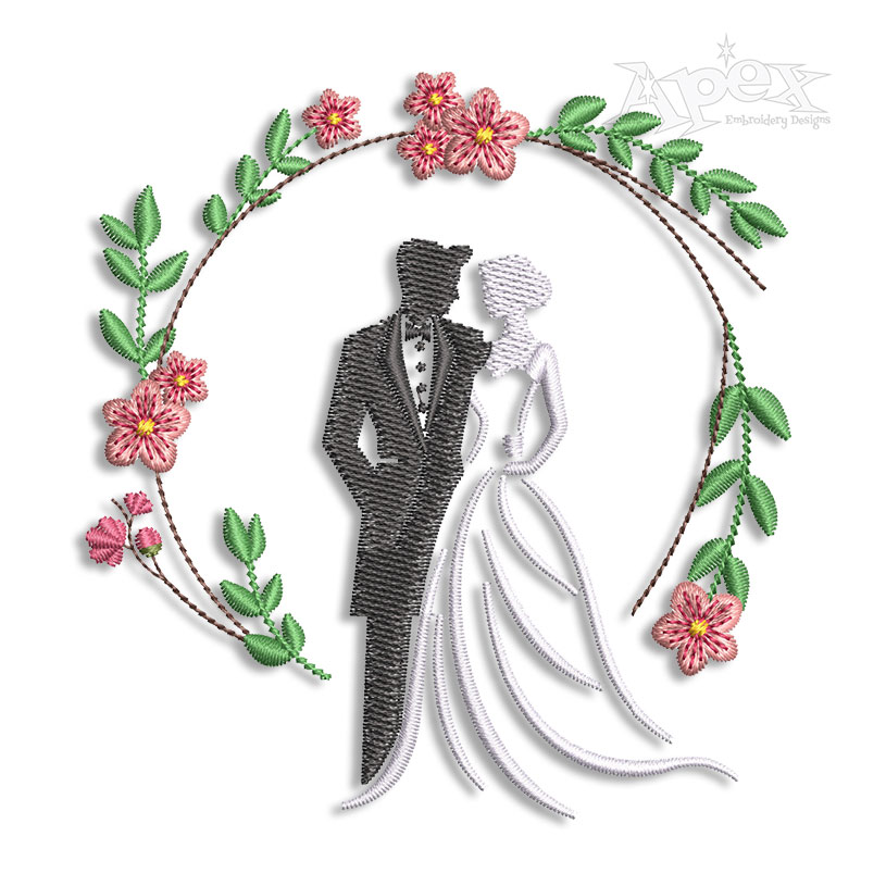 Groom and Bride Wedding Machine Embroidery Design