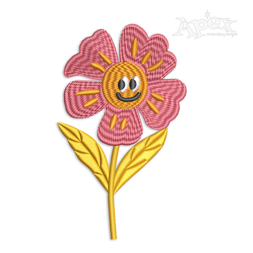 Happy Smiling Flower Machine Embroidery Design
