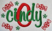 Sample of Candy embroidery font