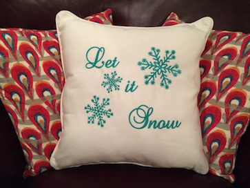Embroidered holiday decorative pillow