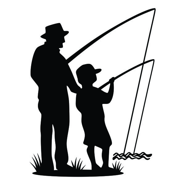 Silhouette Father Son Fishing Stock Illustrations – 89 Silhouette