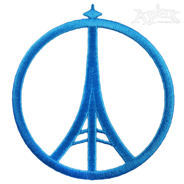 Eiffel Tower Peace Sign embroidery Designs