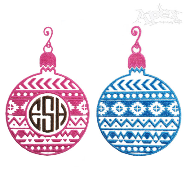 Aztec Print Bulb Christmas Embroidery Designs