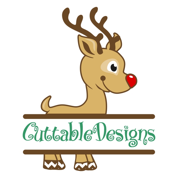 Reindeer Bow Antlers Monogram Cuttable Frame | Apex Embroidery Designs
