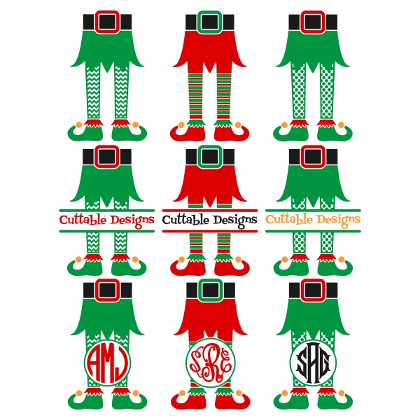 Elf Feet Christmas Cuttable Svg Frame Designs