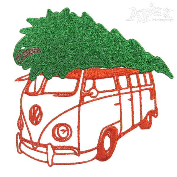 VW Van Christmas Tree Embroidery Design