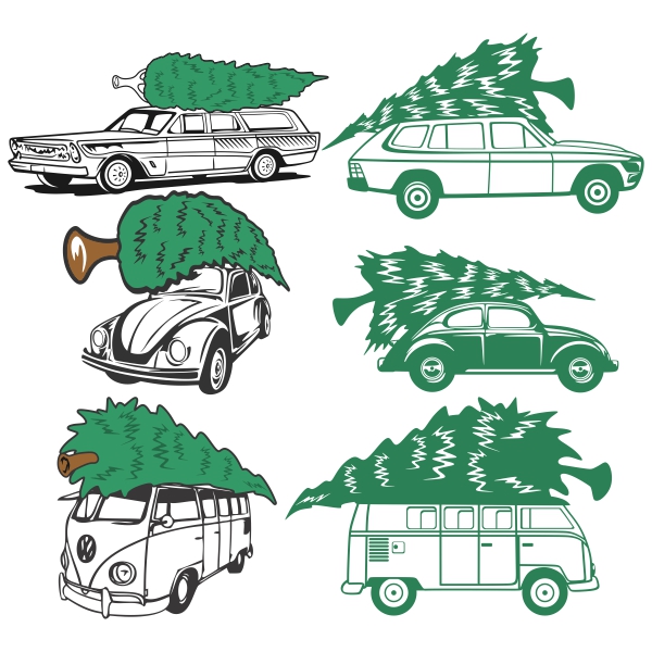Christmas Tree Cars Roof Svg Cuttable Designs