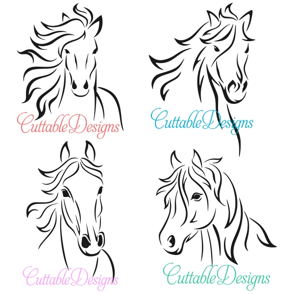 Horse Lined Art Svg Cuttable Designs