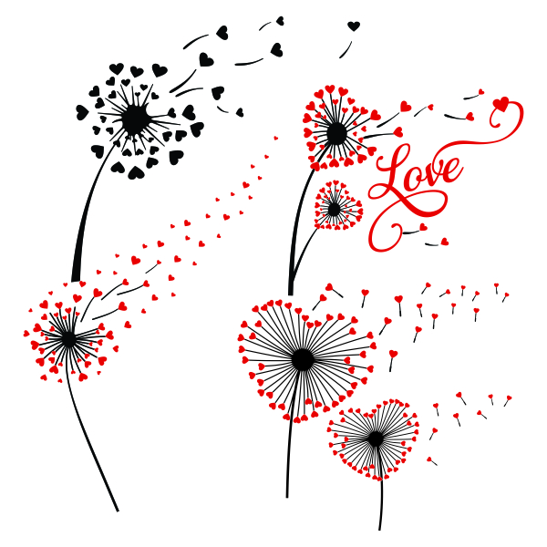 Dandelion Heart Love Cuttable Designs