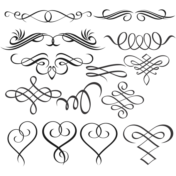 Accents Scrolls Hearts SVG Cuttable Designs