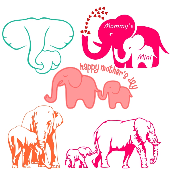 Mother and Baby Elephant Cuttable Design | Apex Designs & Fonts