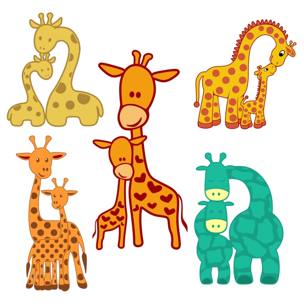 Giraffe Mother And Child SVG Cuttable Design