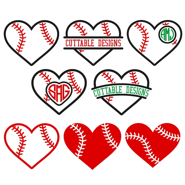 Baseball Heart Cuttable Design Pack