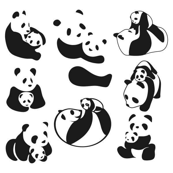 Panda Bear Mother And Child Cuttable Design Apex Embroidery Designs Monogram Fonts Alphabets