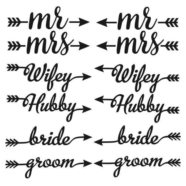 Hubby and Wifey Arrow Svg Cuttable Design