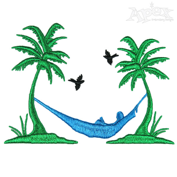 Hammock with Palm Tree Embroidery Designs