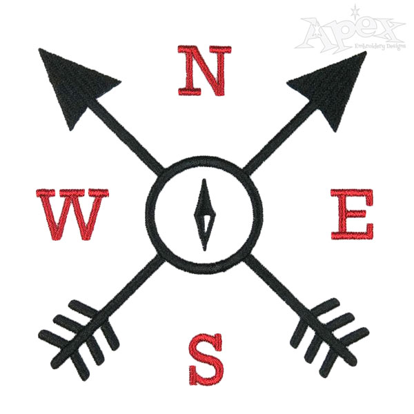 Compass Arrow Embroidery Designs