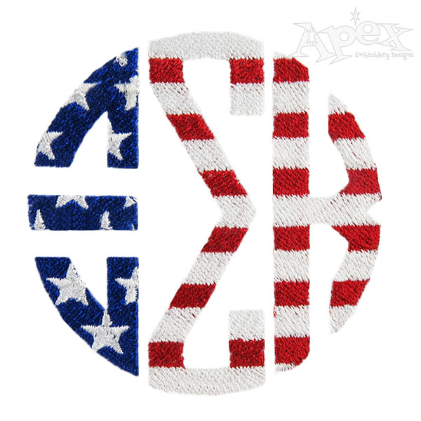 United States Flag Greek Embroidery Fonts