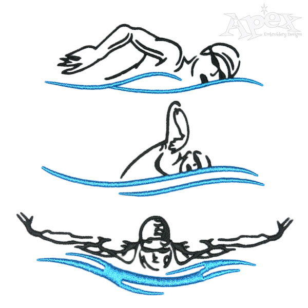 Swim Swimming Embroidery Design