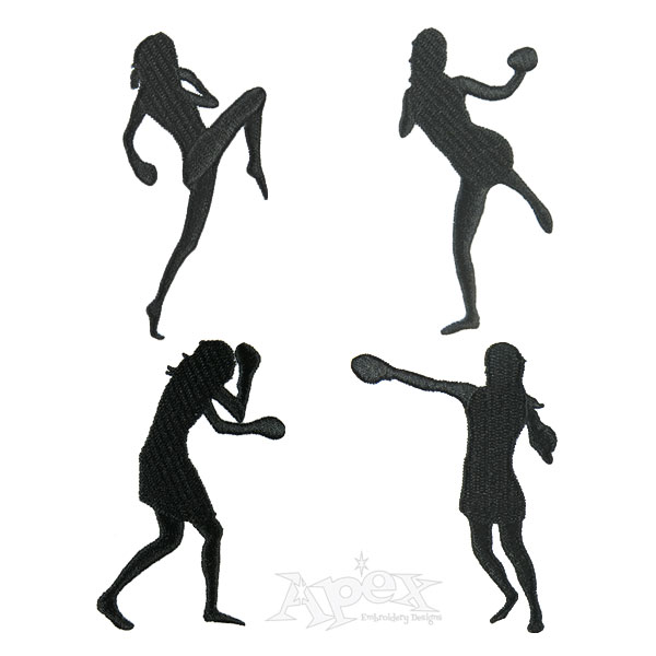 Kickboxing Boxing Women Embroidery Design